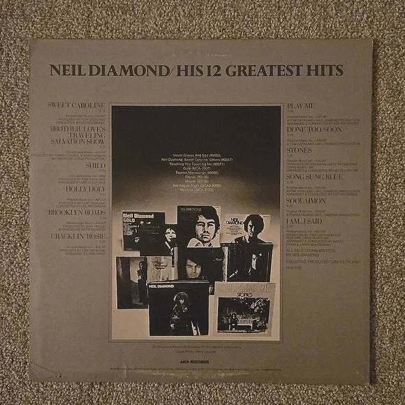 Neil Diamond His 12 Greatest Hits LP Vinyl Record Original 12" 1974 - Picture 2 of 7